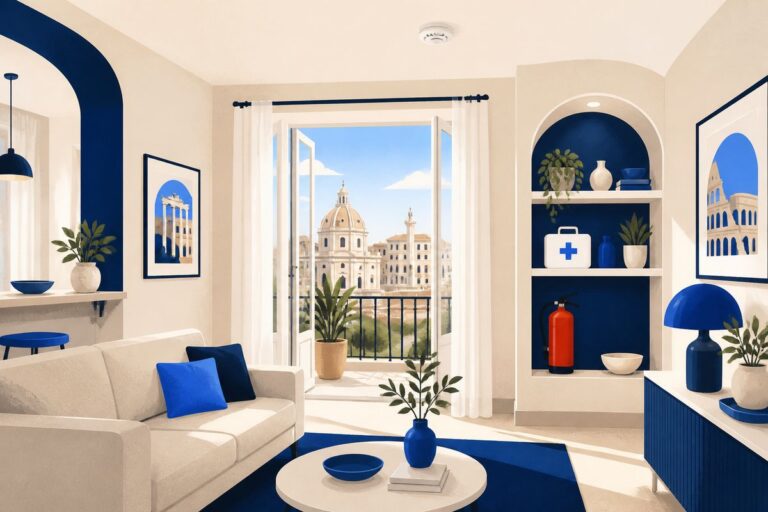 dotazioni obbligatorie sicurezza affitti brevi - illustrazione LovedHomes, property management a Roma