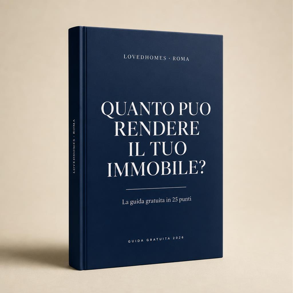Copertina della guida gratuita LovedHomes su quanto può rendere un immobile in affitto breve a Roma