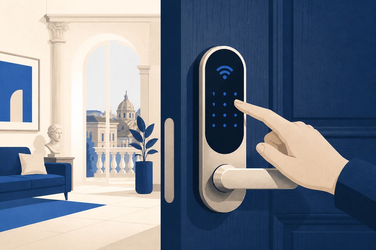 serrature senza chiave affitti brevi - illustrazione LovedHomes, property management a Roma