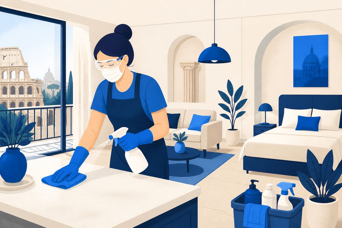sicurezza pulizie affitti brevi roma - illustrazione LovedHomes, property management a Roma