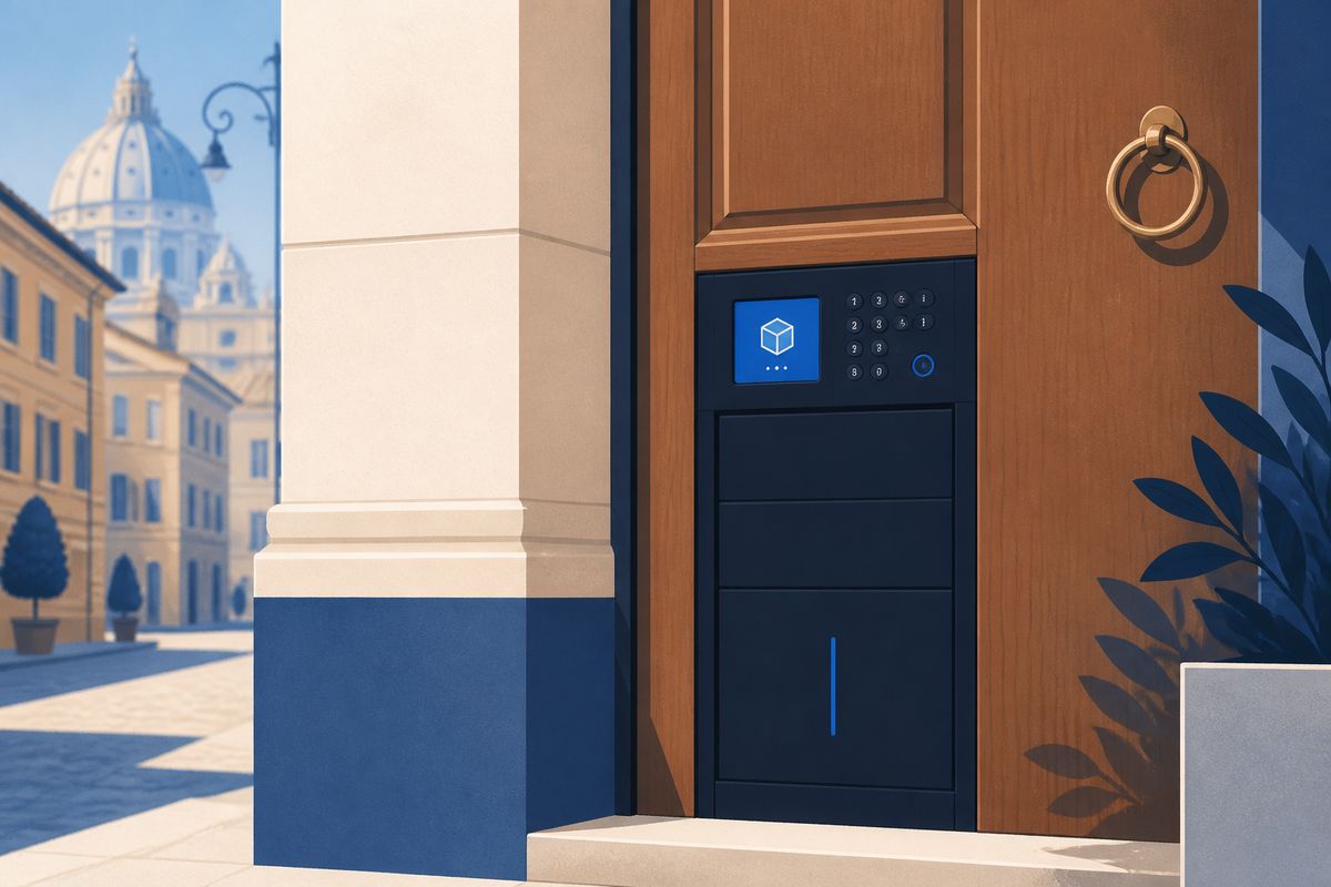 smart locker affitti brevi Roma - illustrazione LovedHomes, property management a Roma