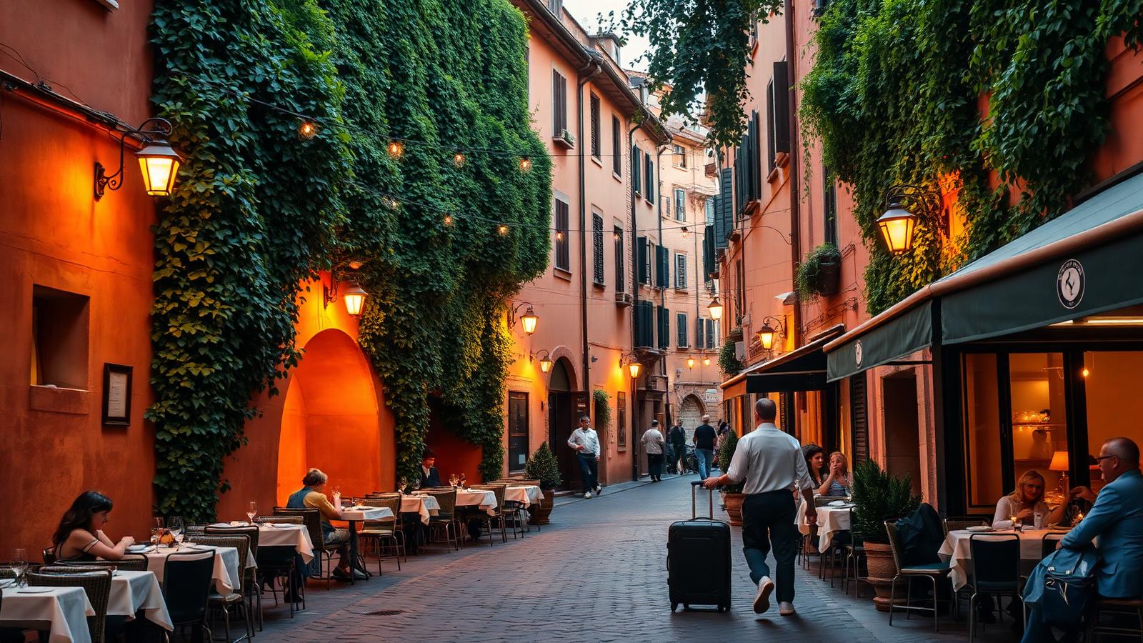 Deposito bagagli a Trastevere Roma: viaggiatore con valigia in un vicolo caratteristico del quartiere